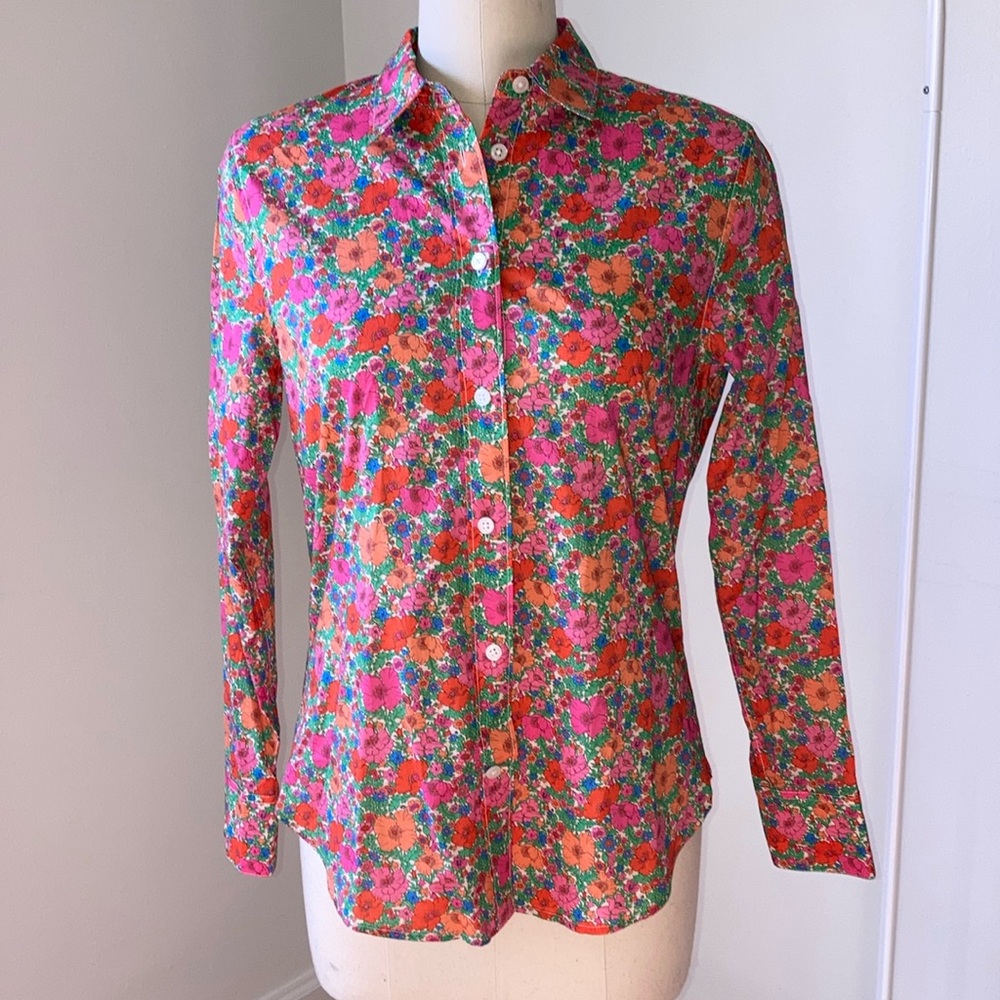 NWT J. Crew Liberty of London Poppy Print Button down Blouse Size 2